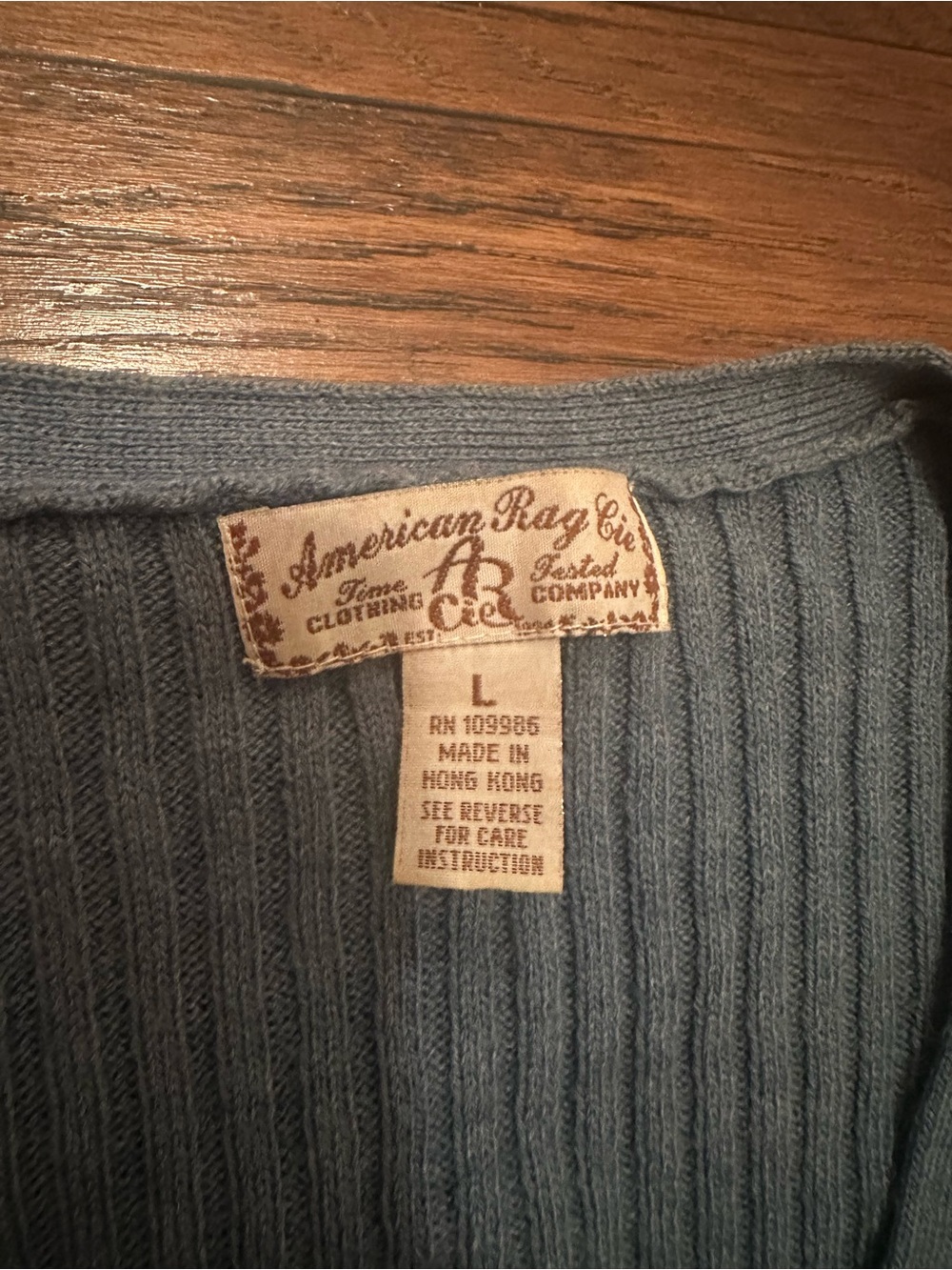 Blue Ribbed V-Neck Button Front Crop Sweater - Picture 2 of 3